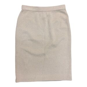 ST. JOHN Collection Knit Pencil Skirt Tan Beige Petite P Classic Luxury SZ 2-4
